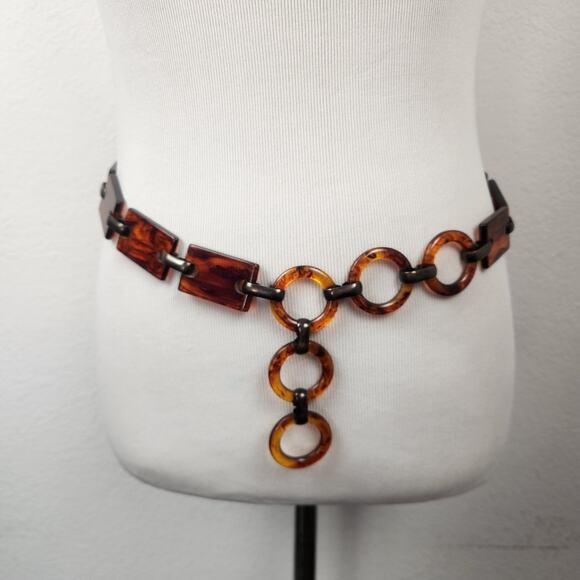 Vintage Tortoise Shell Lucite Chain Link Belt Brown main image 4